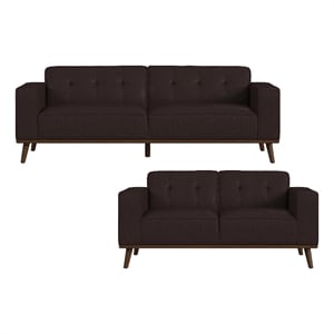 Fate 2PC Living Room Set in Pebble Brown Sofa and Loveseat