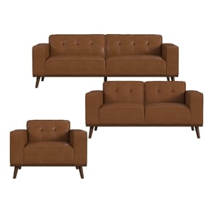 Fate 3PC Living Room Set in Pebble Tan Sofa Loveseat and Chair