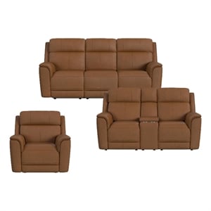 Walker 3PC Living Room Set in Aline Butternut Sofa Loveseat and Recliner