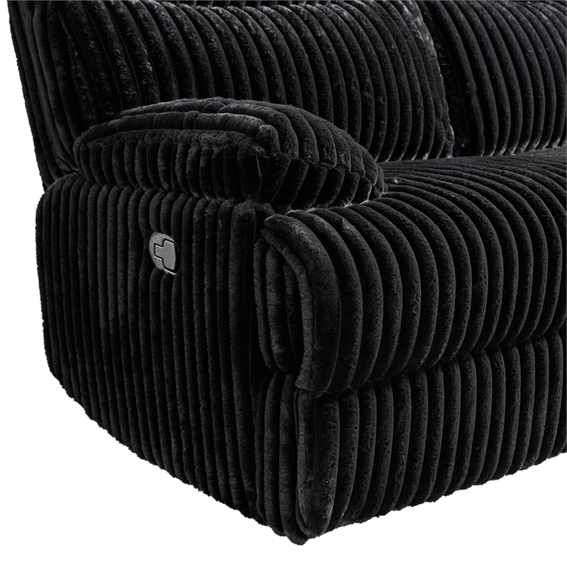 Merrick 3PC Living Room Set in Masis Black Sofa Loveseat and Recliner