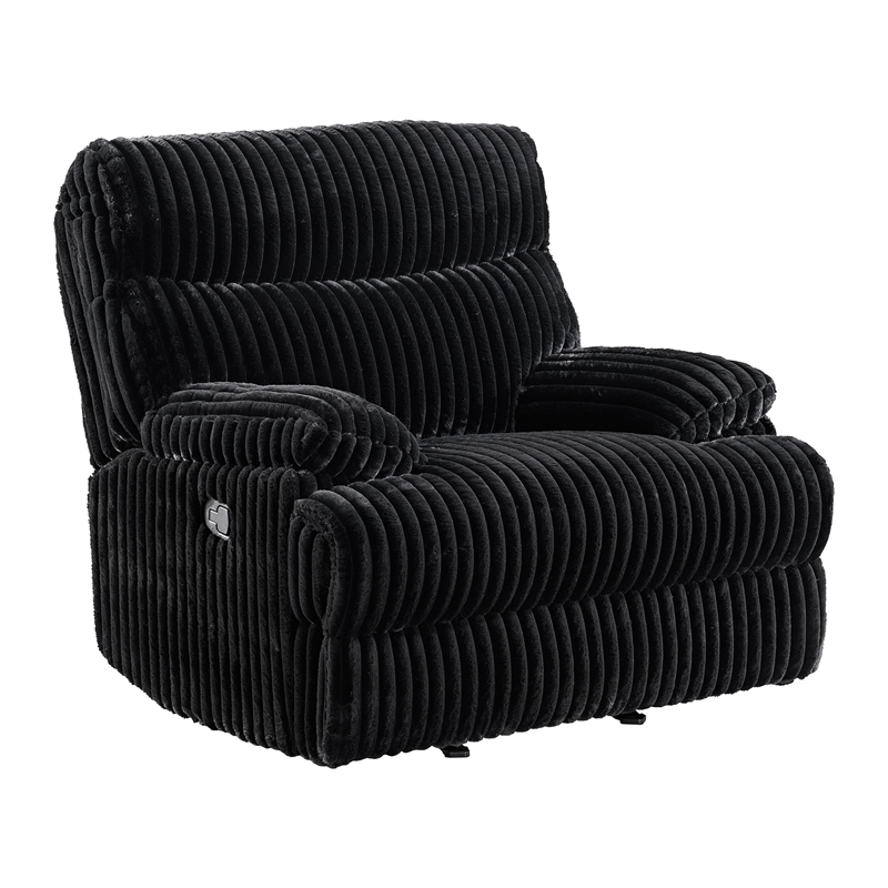Merrick 3PC Living Room Set in Masis Black Sofa Loveseat and Recliner