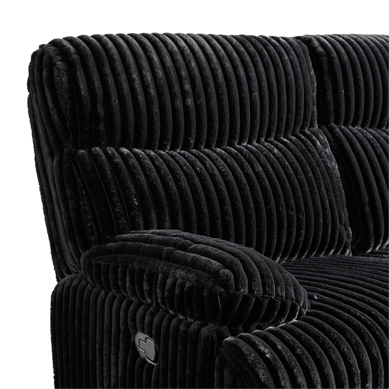 Merrick 3PC Living Room Set in Masis Black Sofa Loveseat and Recliner