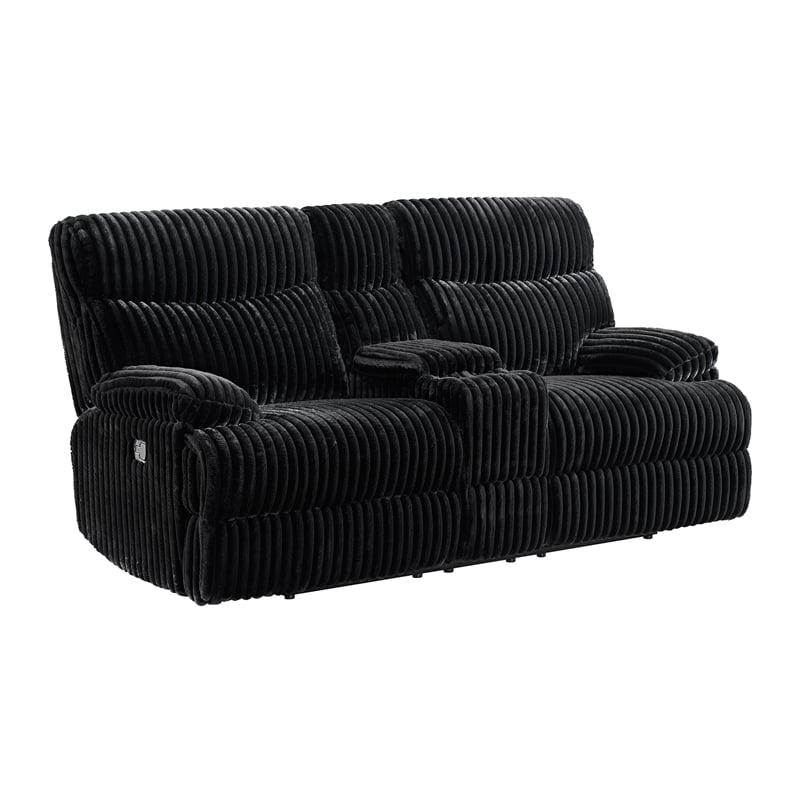 Merrick 2PC Living Room Set in Masis Black Sofa and Loveseat