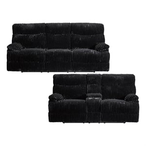 Merrick 2PC Living Room Set in Masis Black Sofa and Loveseat