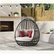 Fresca Twin Egg Chair Dark Grey and Olefin Beige with 3 Pillows