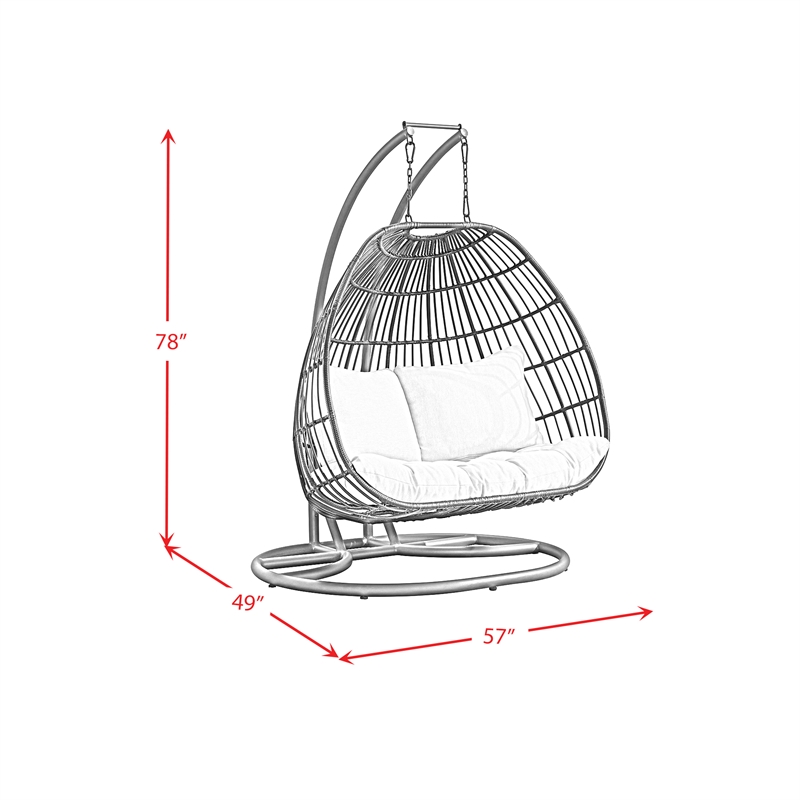 Fresca Double Swing Chair Complete Dark Grey and Olefin Beige