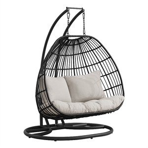 Fresca Double Swing Chair Complete Dark Grey and Olefin Beige