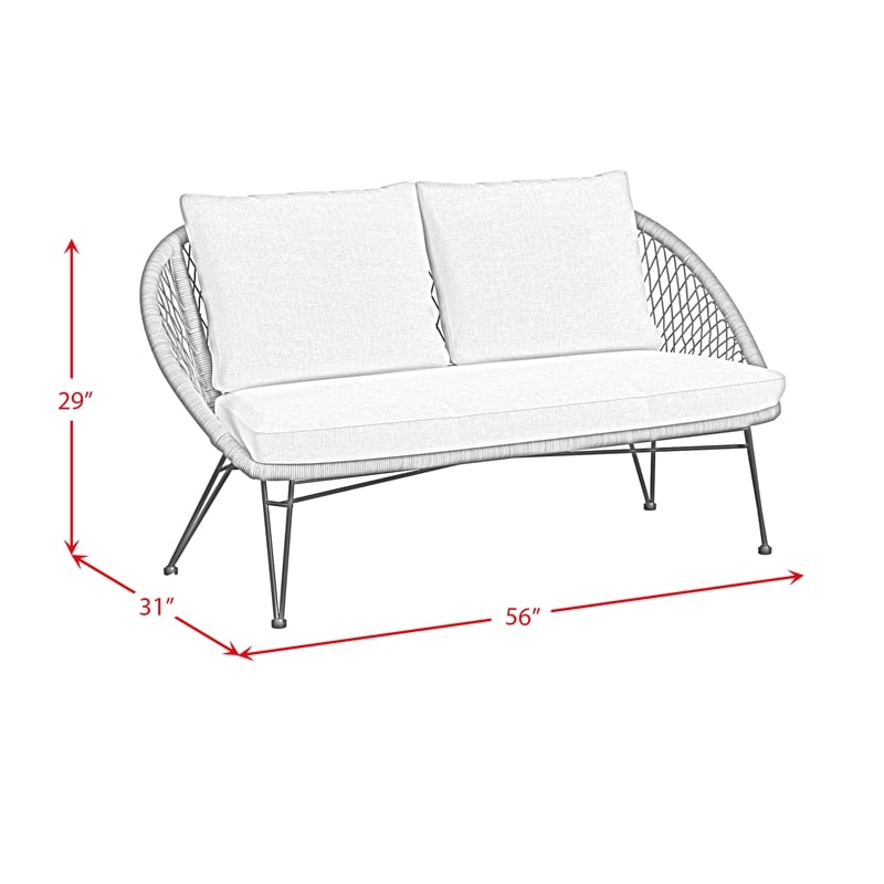 Lilly Outdoor Seating 4PC Set Black Natural and Olefin Beige