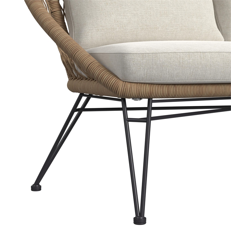 Lilly Outdoor Seating 4PC Set Black Natural and Olefin Beige