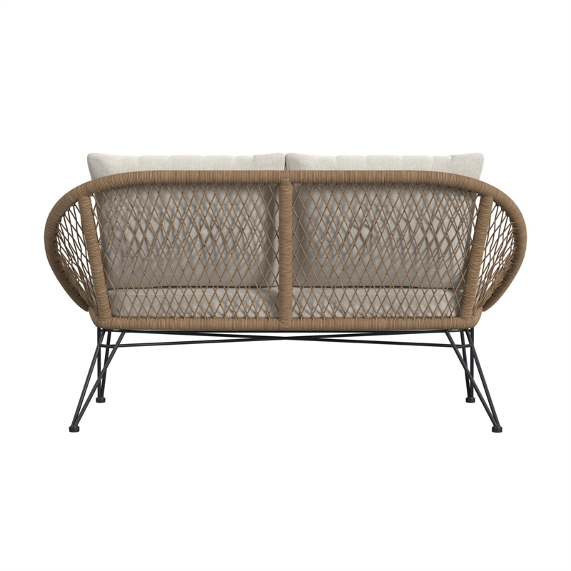 Lilly Outdoor Seating 4PC Set Black Natural and Olefin Beige