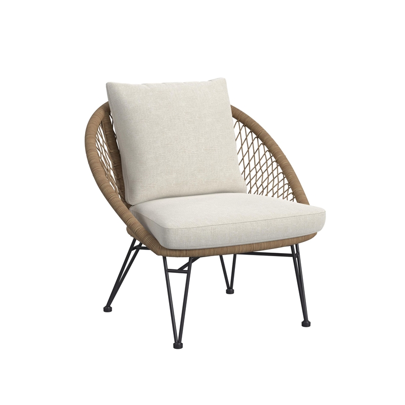 Lilly Outdoor Seating 4PC Set Black Natural and Olefin Beige