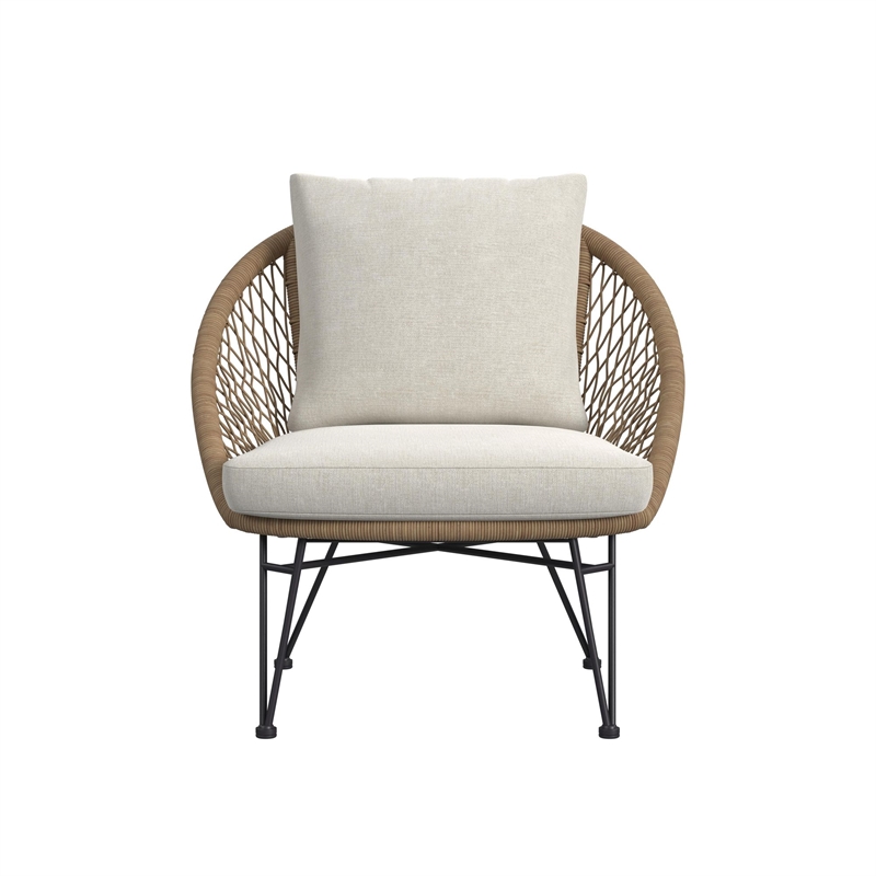 Lilly Outdoor Seating 4PC Set Black Natural and Olefin Beige