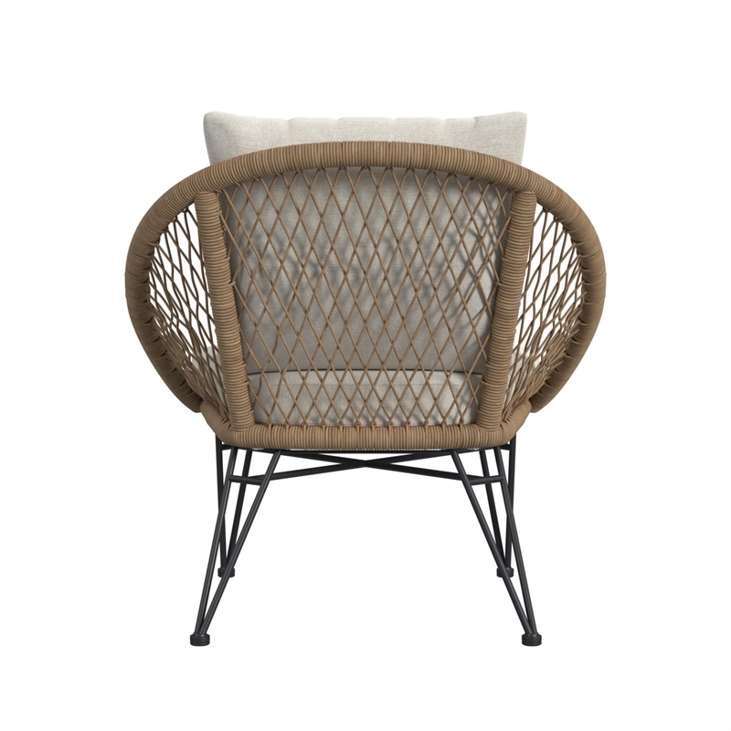 Lilly Outdoor Seating 4PC Set Black Natural and Olefin Beige