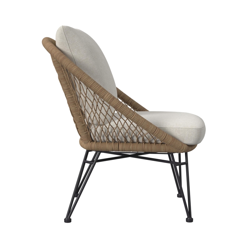 Lilly Outdoor Seating 4PC Set Black Natural and Olefin Beige