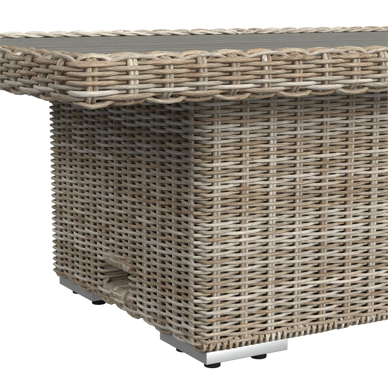 Flora  6PC Conversion Set in Natural and Olefin Beige with Ottoman