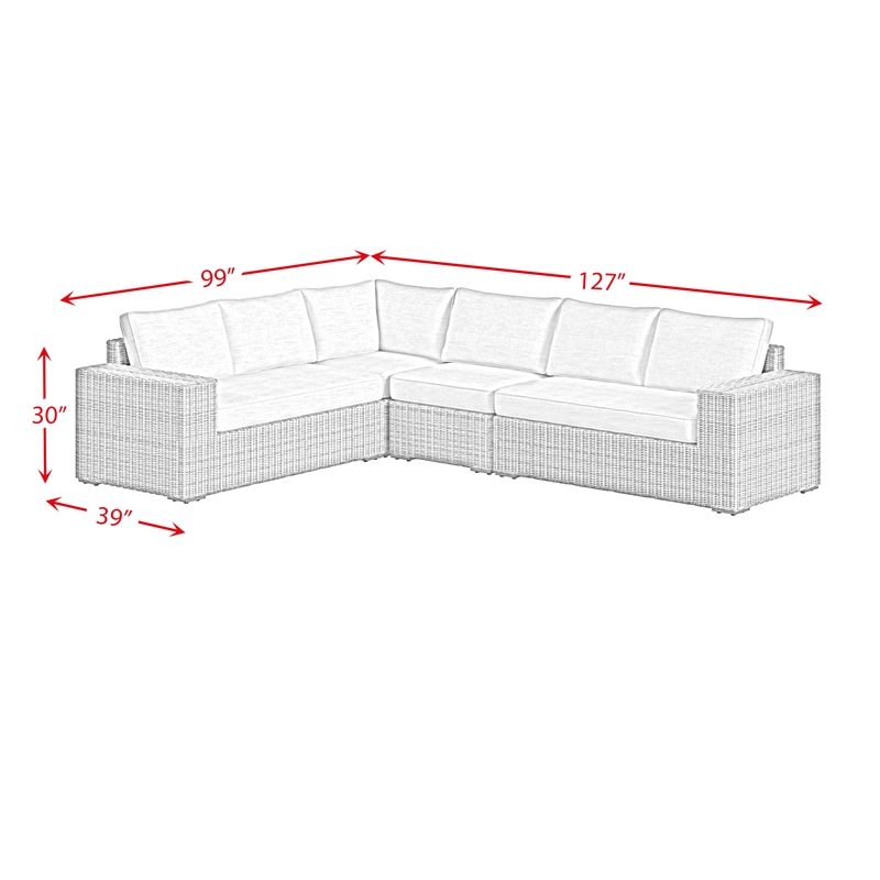 Flora  6PC Conversion Set in Natural and Olefin Beige with Ottoman