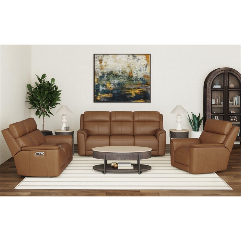 Walker Power Motion Loveseat Console Power Headrest Lumbar in Aline Butternut