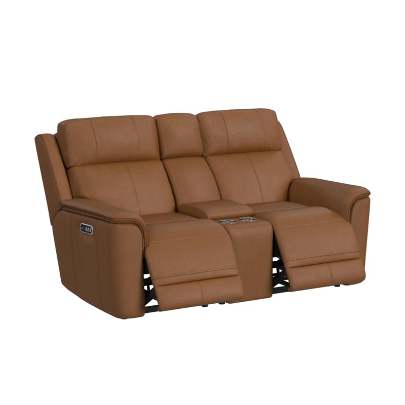 Walker Power Motion Loveseat Console Power Headrest Lumbar in Aline Butternut
