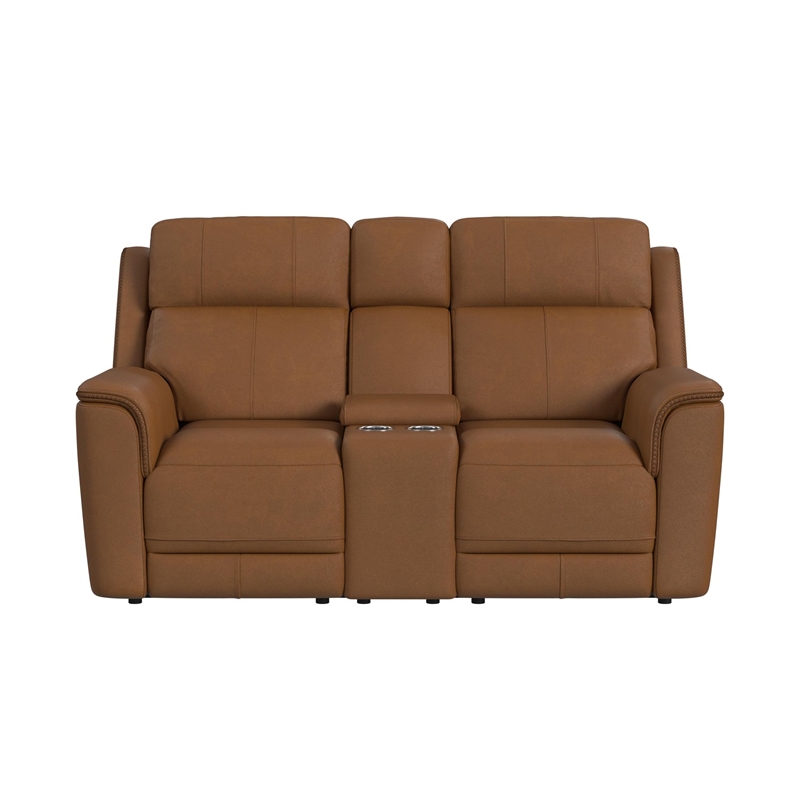 Walker Power Motion Loveseat Console Power Headrest Lumbar in Aline Butternut