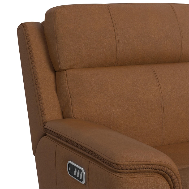 Walker Power Motion Loveseat Console Power Headrest Lumbar in Aline Butternut