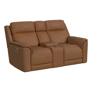 Walker Power Motion Loveseat Console Power Headrest Lumbar in Aline Butternut