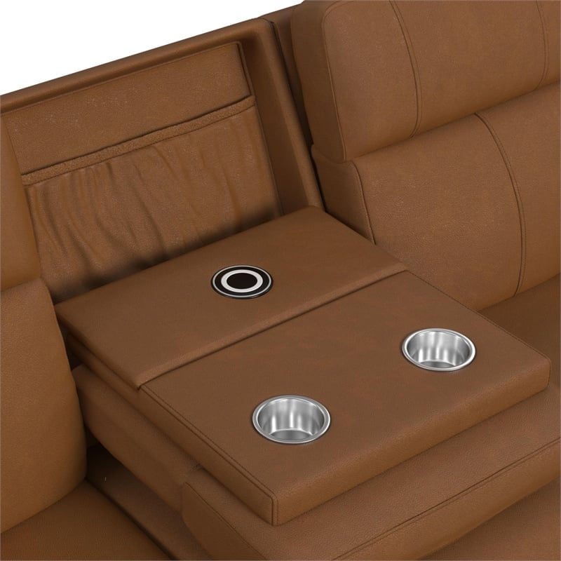 Walker Power Motion Sofa DDT Wireless Charger Headrest Lumbar in Aline Butternut