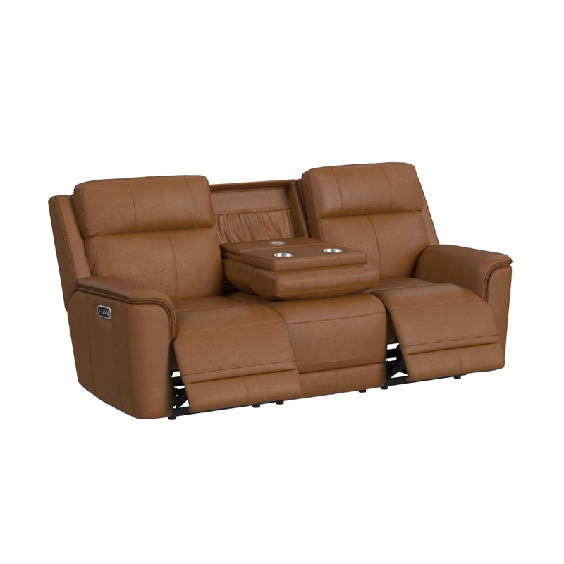 Walker Power Motion Sofa DDT Wireless Charger Headrest Lumbar in Aline Butternut