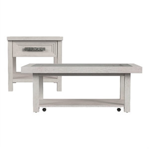 Rhiannon  2PC Occasional Table Set in Antique White Coffee Table and End Table