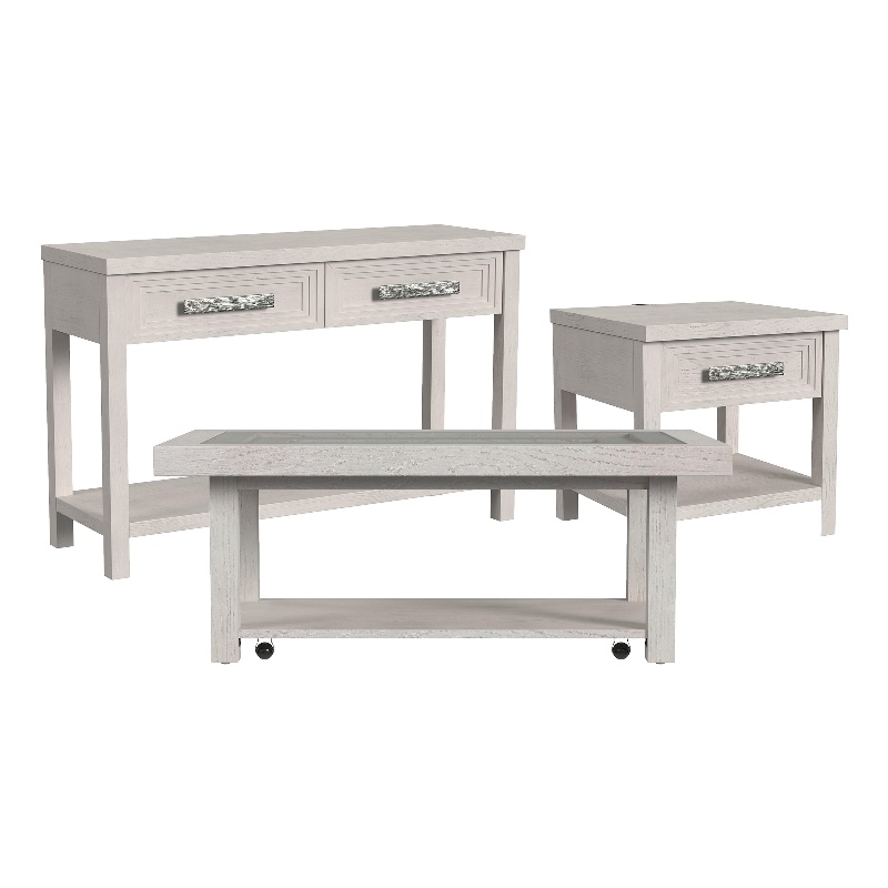 Rhiannon  3PC Occasional Table Set in Antique White Coffee End and Sofa Tables