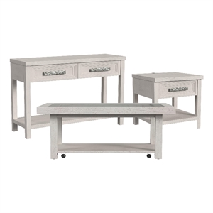 Rhiannon  3PC Occasional Table Set in Antique White Coffee End and Sofa Tables