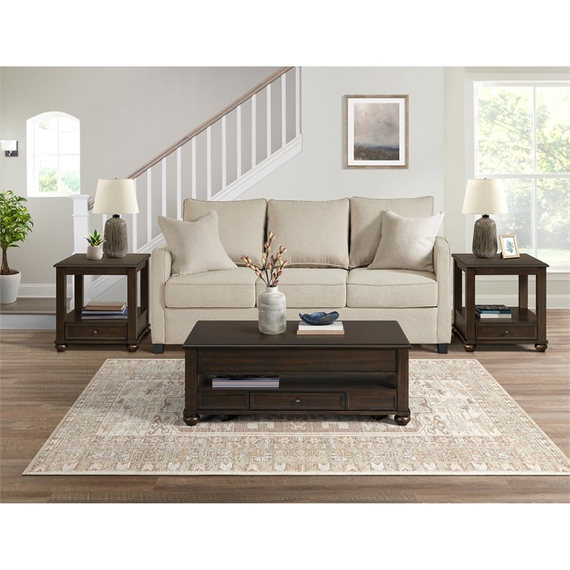 Chad Rectangular Lift Top Coffee Table with  Casters in Cherry