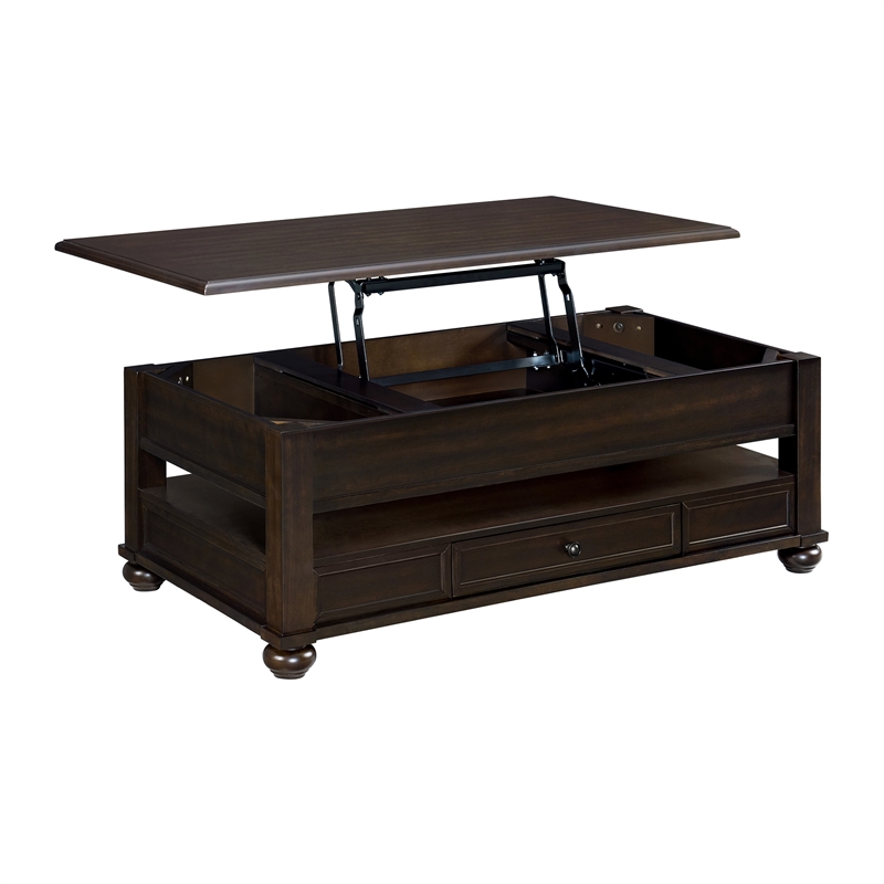 Chad Rectangular Lift Top Coffee Table with  Casters in Cherry