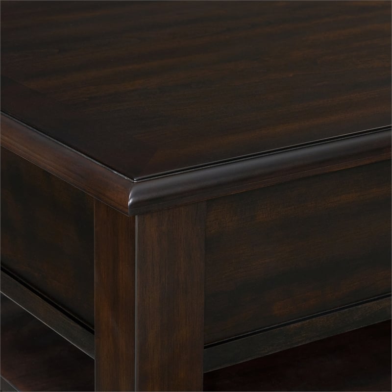 Chad Rectangular Lift Top Coffee Table with  Casters in Cherry