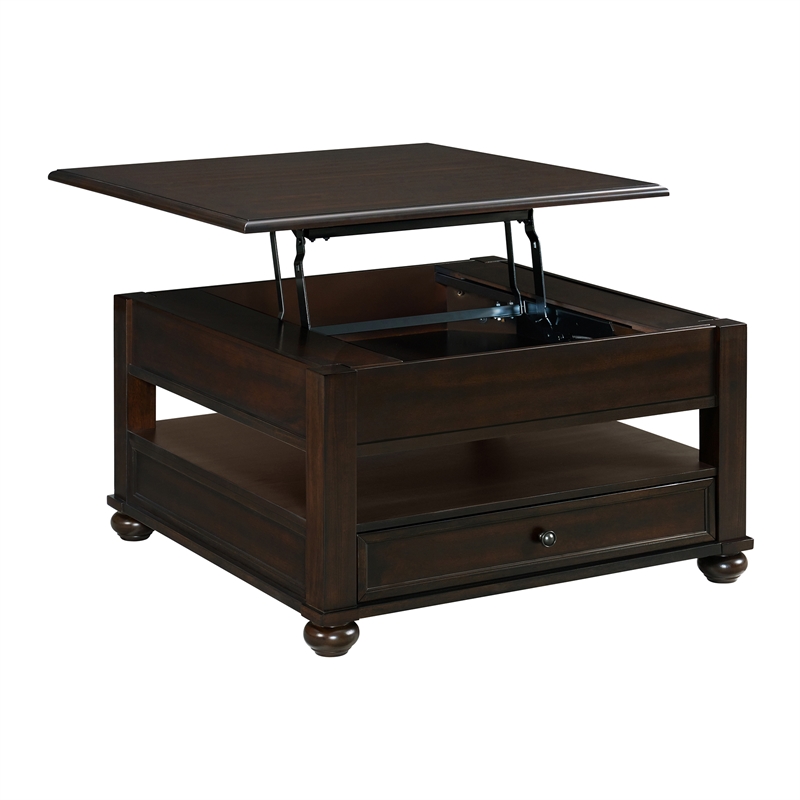 Chad 2PC Occasional Table Set in Cherry Square Lift Top Coffee and End Tables