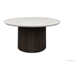 Sutton Round Coffee Table with White Faux Marble Top and Base in Dark Brown