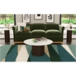 Sutton Round End Table with White Faux Marble Top and Base in Dark Brown