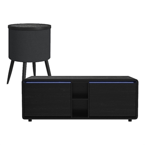 Nebula 2PCSmart Occasional Table Set in Black Smart Coffee RoundSmart End Tables