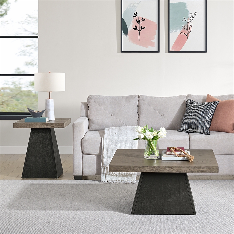 Rizzo 2PC Occasional Table Set in Grey andDark Espresso CoffeeTable andEnd Table