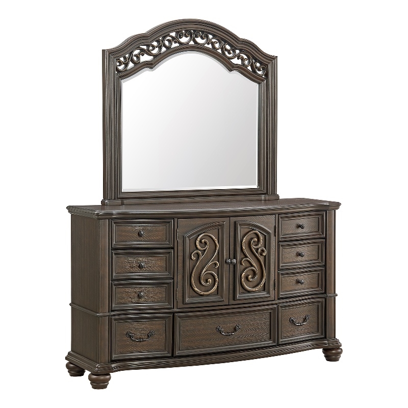 Picket House Furnishings Rosalinda Dresser and Mirror Set in Mahogany