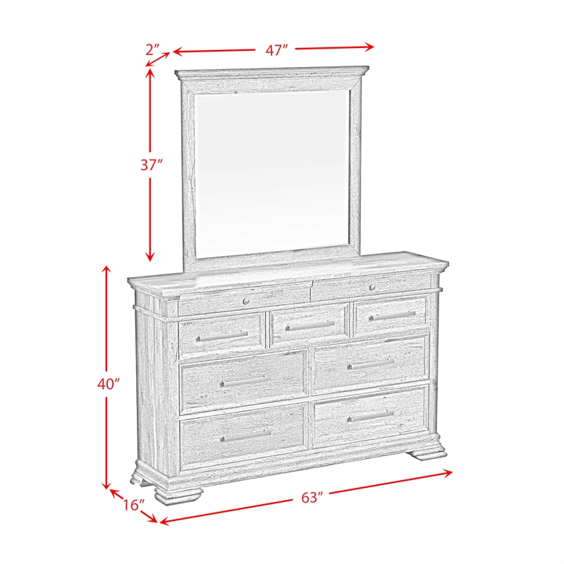 Picket House Furnishings Hyde Dresser and Mirror Set in Charcoal