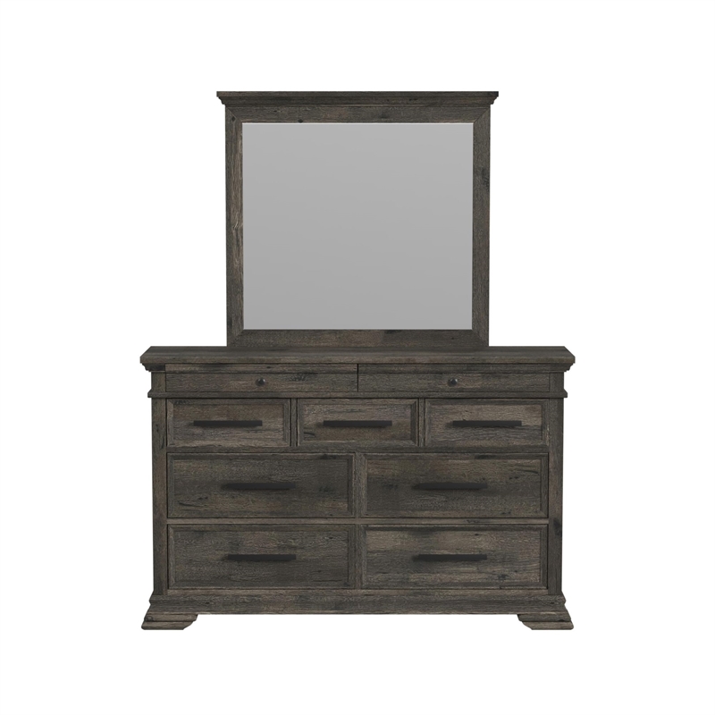 Picket House Furnishings Hyde Dresser and Mirror Set in Charcoal