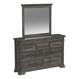 Picket House Furnishings Hyde Dresser and Mirror Set in Charcoal