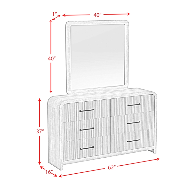 Picket House Furnishings Woodridge  Dresser and Mirror Set in Black with Grain