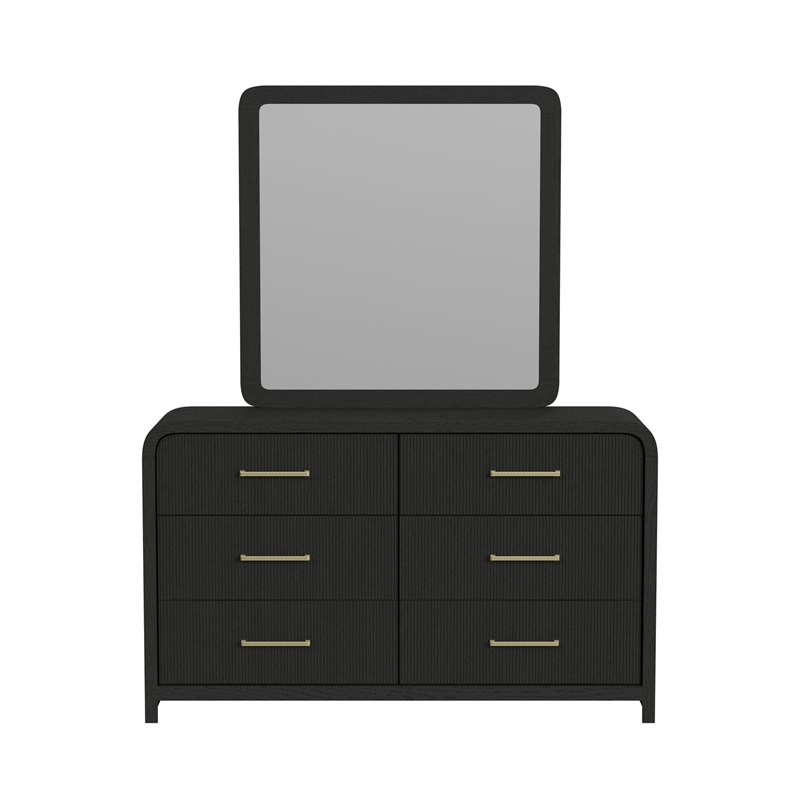 Picket House Furnishings Woodridge  Dresser and Mirror Set in Black with Grain