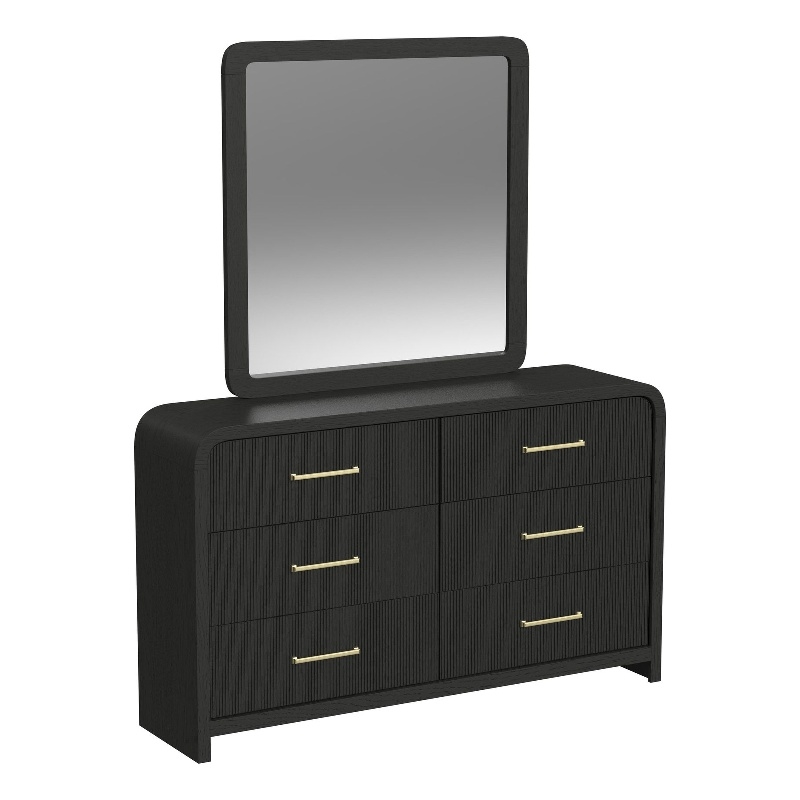 Picket House Furnishings Woodridge  Dresser and Mirror Set in Black with Grain