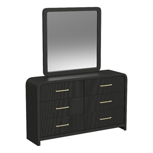 Picket House Furnishings Woodridge  Dresser and Mirror Set in Black with Grain