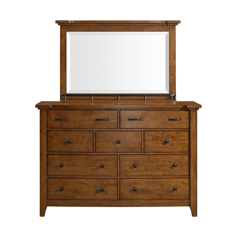 Picket House Furnishings Joseph Dresser & Mirror Set in Chestnut