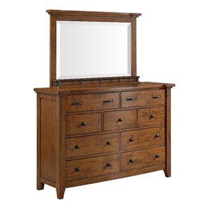 Picket House Furnishings Joseph Dresser & Mirror Set in Chestnut