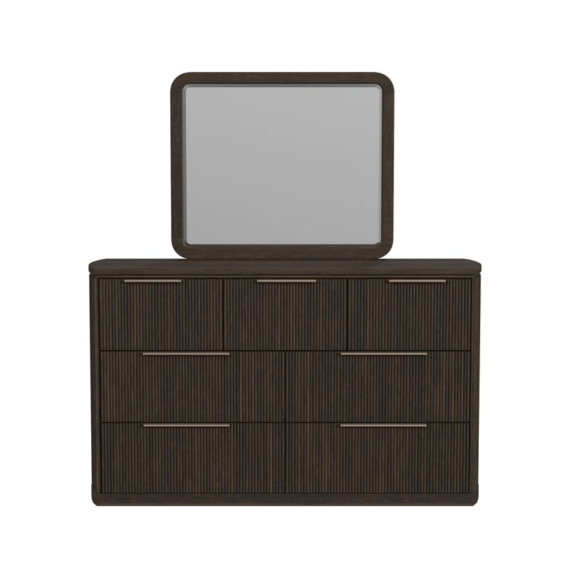 Picket House Furnishings Sutton Dresser and Mirror Set in Dark Brown
