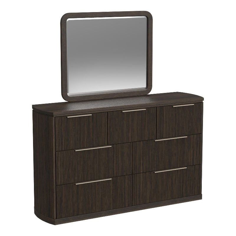 Picket House Furnishings Sutton Dresser and Mirror Set in Dark Brown